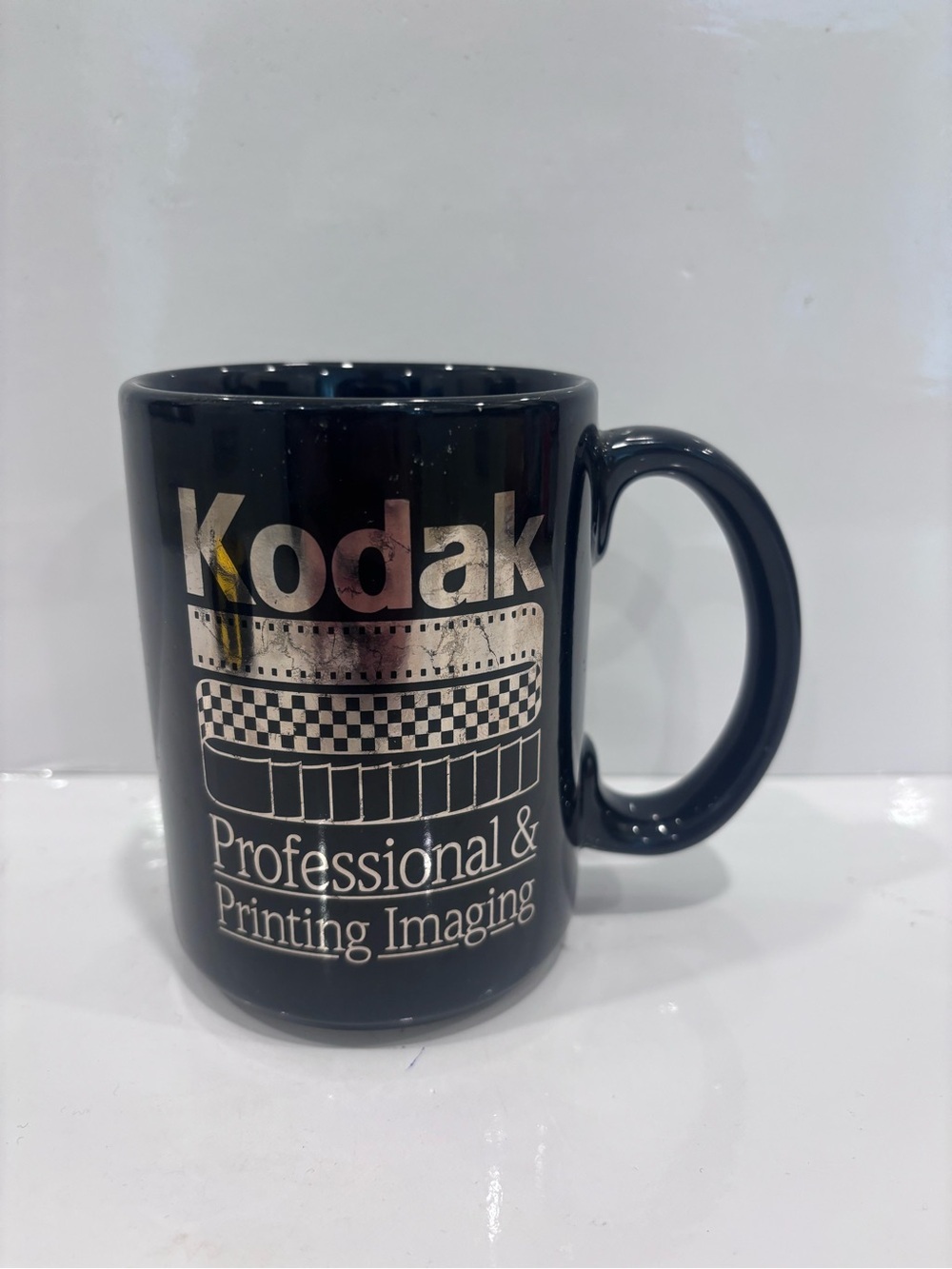 Kodak vintage 1995  commemorative Black Mug with Silver Logo and Graphic promo